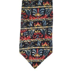 Metropolitan Museum Of Art Silk Necktie Horizonal Pattern Blue Red Gold Tribal